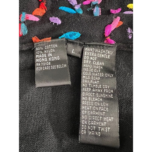 Michael Simon Women's Sweater Multi-Color Fishnet Woven Ribbons Cardigan Large - Picture 8 of 9